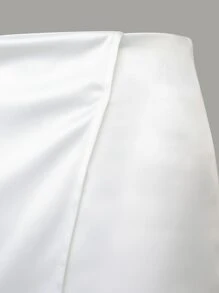 SHEIN BAE Solid Wrap Front Skort - White - View 6