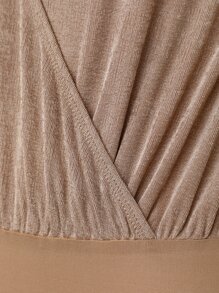 SHEIN BAE Plunge Neck Wrap Front Bodysuit - Mocha Brown - View 6