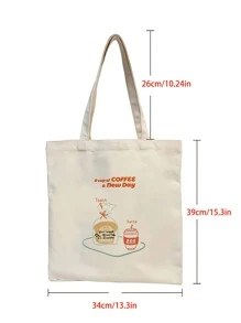 Bread & Slogan Graphic Shopper Bag - Beige - View 3
