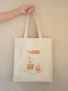 Bread & Slogan Graphic Shopper Bag - Beige - View 4