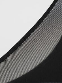 SHEIN BAE One Shoulder Ruched Mesh Overlay Bodycon Dress - Black - View 6