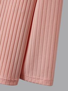 Manfinity Men Striped Trim Ribbed Knit Tee Without Necklace - Baby Pink - View 4