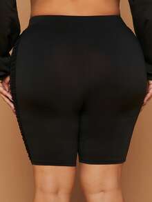 SHEIN SXY Plus Mesh Insert Cycling Shorts - Black - View 2