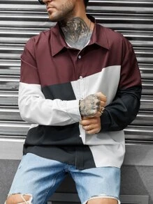 Manfinity Men Plus Cut And Sew Shirt - Multicolor - View 3