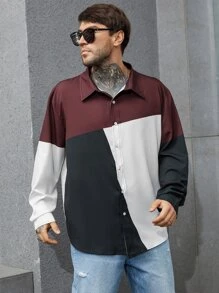 Manfinity Men Plus Cut And Sew Shirt - Multicolor - View 5