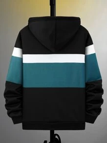 Manfinity Homme Men Color Block Letter Graphic Drawstring Hoodie , Fall, Long Sleeve Top - Multicolor - View 2