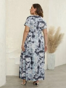 Plus Tie Dye A-line Dress - Multicolor - View 2