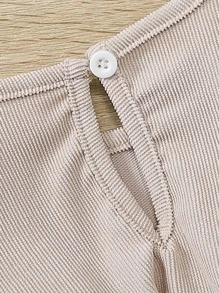 Vestido Para Niña De Bebé Con Mangas De Volante Y Borde Y Gorro Accesorio - Albaricoque - Ver 5