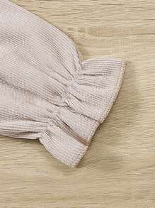 Vestido Para Niña De Bebé Con Mangas De Volante Y Borde Y Gorro Accesorio - Albaricoque - Ver 6