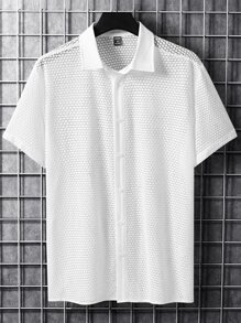 Manfinity Homme Áo sơ mi Nam Nút phía trước màu trơn Giải trí - trắng - Xem 3