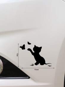 1個 猫パターン 車用ステッカー - ブラック - チェックする 3