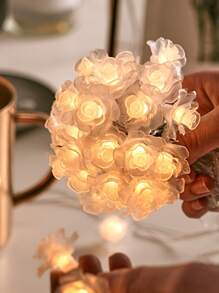 1 件 1.5/3/6 米家居装饰可爱塑料玫瑰花仙女灯串，电池供电，室内装饰玫瑰花灯串，家居装饰，房间装饰，墙壁装饰花灯，适用于婚礼装饰，情人节装饰灯