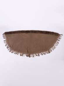 一件加厚保暖的披肩，带有飘逸的领子 - 卡其色 - 查看 4