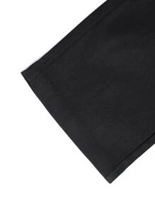 Manfinity 男士拉鏈細節腰部抽繩長褲 - 黑色 - 查看 5