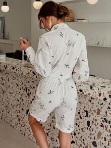 Glamaker Graphic Print Button Front Shirt & Shorts - White - View 2