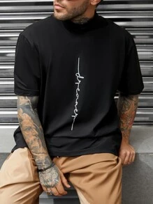 Manfinity Homme Hombres Camiseta con estampado de letra