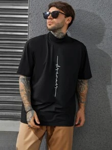 Manfinity Homme Hombres Camiseta con estampado de letra