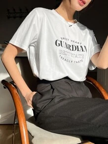 DAZY Camiseta con estampado de letra - Blanco - Ver 1