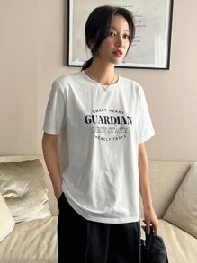 DAZY Camiseta con estampado de letra - Blanco - Ver 3