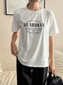 DAZY Camiseta con estampado de letra - Blanco - Ver 4