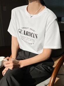 DAZY Camiseta con estampado de letra - Blanco - Ver 8