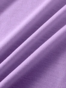 SHEIN LUNE Áo thun nữ Hoạt hình Lá thư Giải trí - Màu Lilac Tím - Xem 4