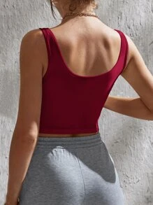 SHEIN Tall Solid Crop Tank Top - Burgundy - View 2