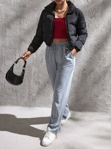 SHEIN Tall Solid Crop Tank Top - Burgundy - View 3