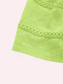 SHEIN ICON Top de tirantes crop con cordón delantero peplum - Verde Lima - Ver 4