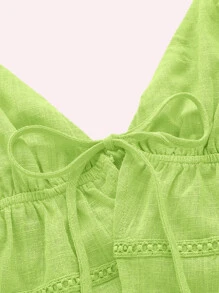 SHEIN ICON Top de tirantes crop con cordón delantero peplum - Verde Lima - Ver 5