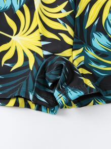 Tropical Print Shorts Summer Beach Bikini Set - Multicolor - View 4