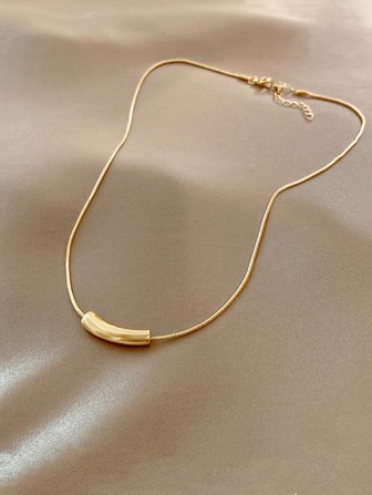 1pc Versatile Minimalist Unique Smile Curved Tube Necklace, Elegant Design