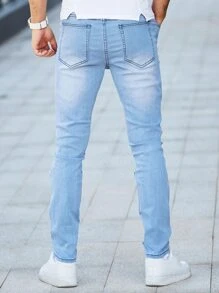 Manfinity Hombres Jeans ajustados desgarro crudo - Lavado ligero - Ver 2