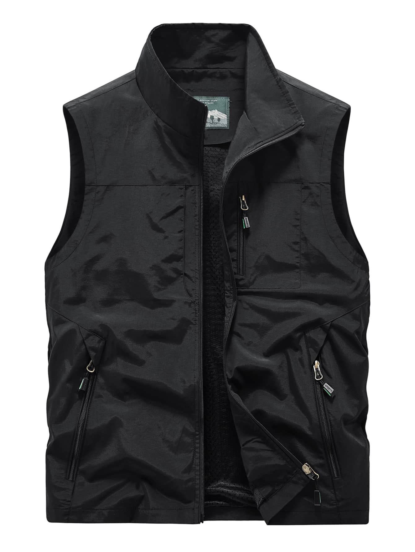 Manfinity LEGND Loose Fit Men's Zipper Vest Jacket - Black - View 1