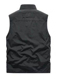 Manfinity LEGND Loose Fit Men's Zipper Vest Jacket - Black - View 2