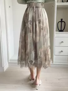 DAZY All Over Print Mesh Pleated Skirt - Multicolor - View 2