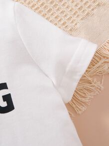 Baby Bear & Letter Graphic Tee & Shorts - Blue and White - View 5