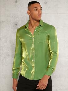 Manfinity AFTRDRK Men Pocket Patched Shirt - Olive Green - View 1