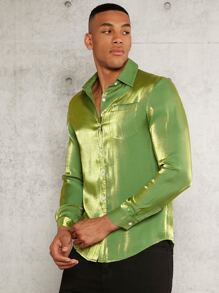 Manfinity AFTRDRK Men Pocket Patched Shirt - Olive Green - View 3