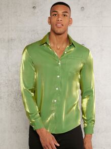 Manfinity AFTRDRK Men Pocket Patched Shirt - Olive Green - View 5