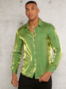 Manfinity AFTRDRK Men Pocket Patched Shirt - Olive Green - View 6