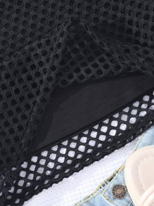 Tops con gái cắt Lá thư Giải trí - màu đen - Xem 6