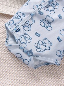 SHEIN 男嬰小熊印花連體衣和褲子