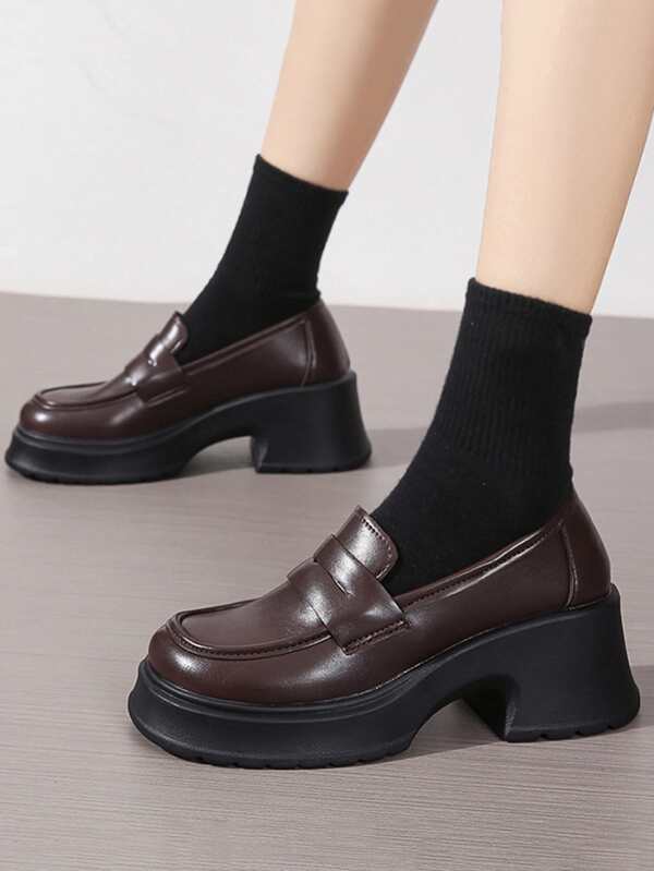 Women's Elegant Wedge & Platform Loafers, Minimalist Thicksoled Pumps