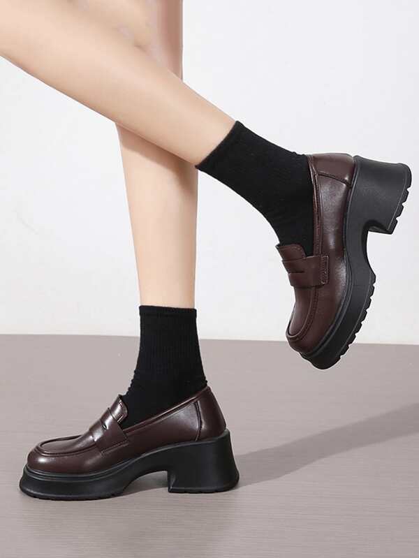 Women's Elegant Wedge & Platform Loafers, Minimalist Thicksoled Pumps