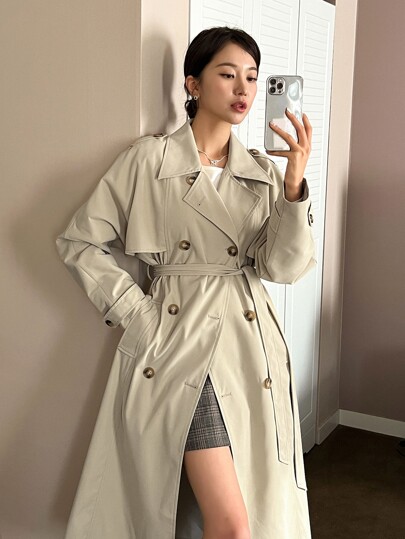 DAZY ダブルブレスト トレンチコート ベルト付き | SHEIN JAPAN