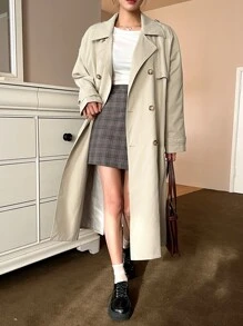 DAZY 雙排扣束腰風衣 - 卡其色 - 查看 6