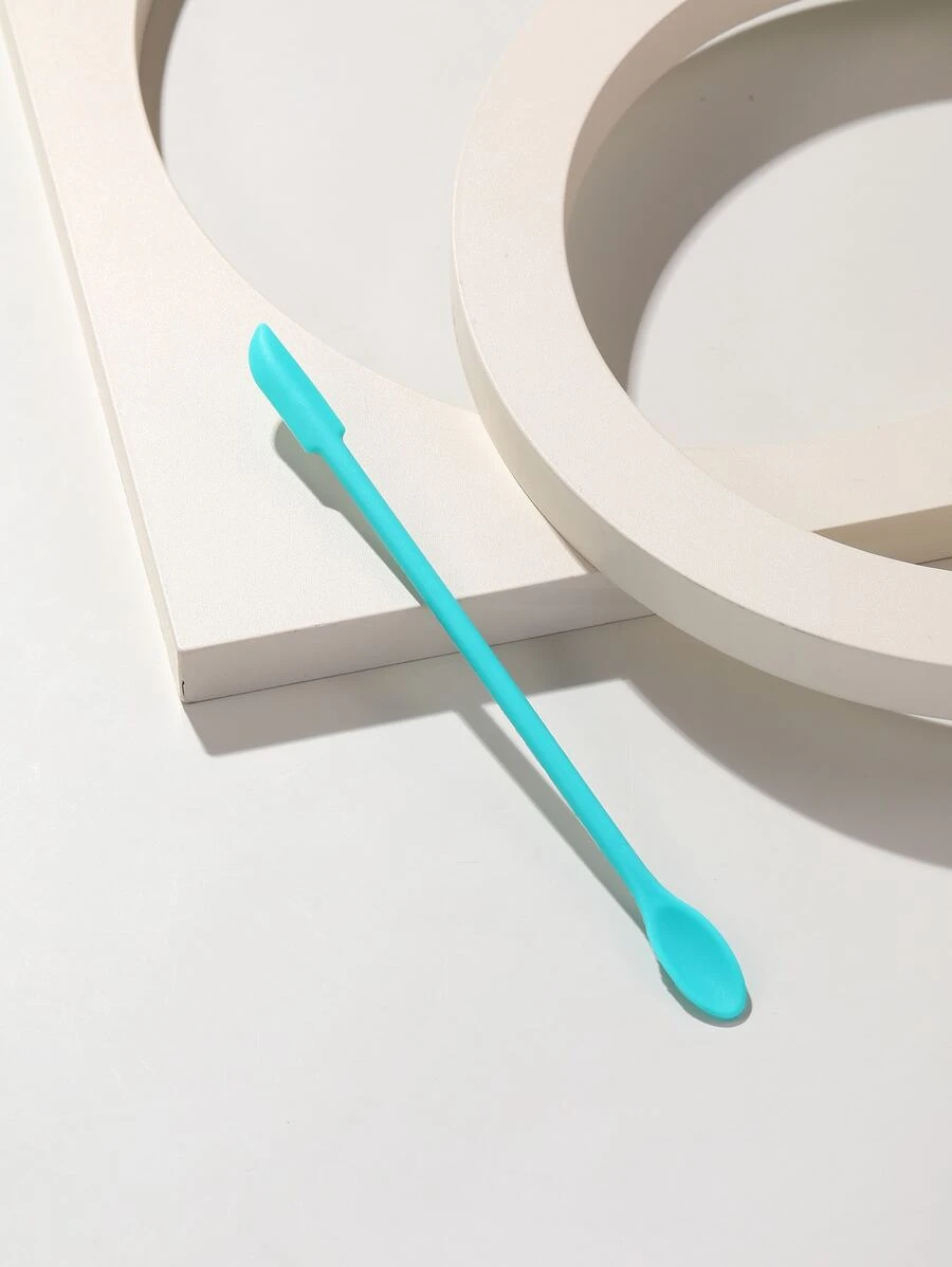 Cream Spoon,1pc Cute Mini Solid Color Double Headed Reusable Silicone Diy Facial Sheet Tool For Makeup, Foundation, Cream, Lotion, Moisturizer, Gel, Peel - Blue - View 1