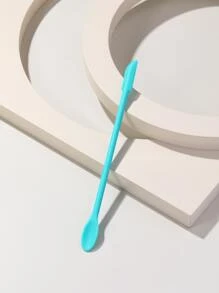 Cream Spoon,1pc Cute Mini Solid Color Double Headed Reusable Silicone Diy Facial Sheet Tool For Makeup, Foundation, Cream, Lotion, Moisturizer, Gel, Peel - Blue - View 2