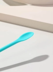 Cream Spoon,1pc Cute Mini Solid Color Double Headed Reusable Silicone Diy Facial Sheet Tool For Makeup, Foundation, Cream, Lotion, Moisturizer, Gel, Peel - Blue - View 3